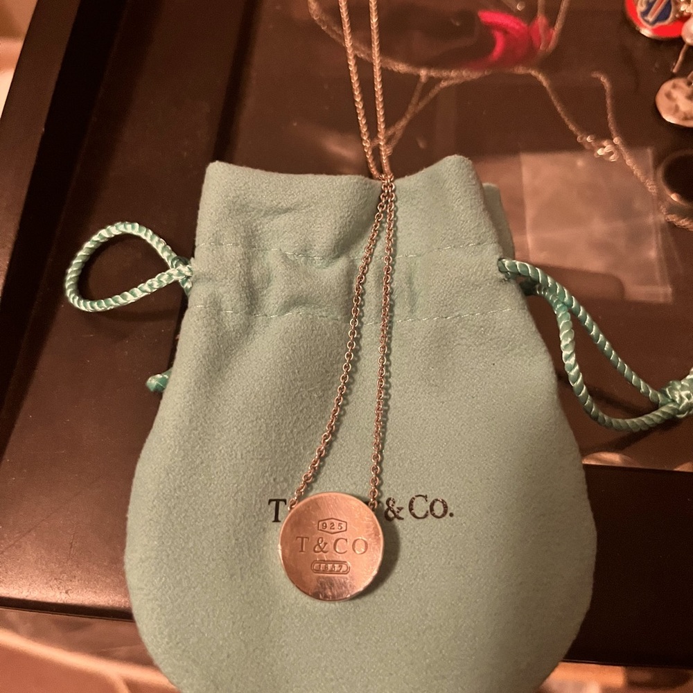 Tiffany & Co. sterling silver round label necklace